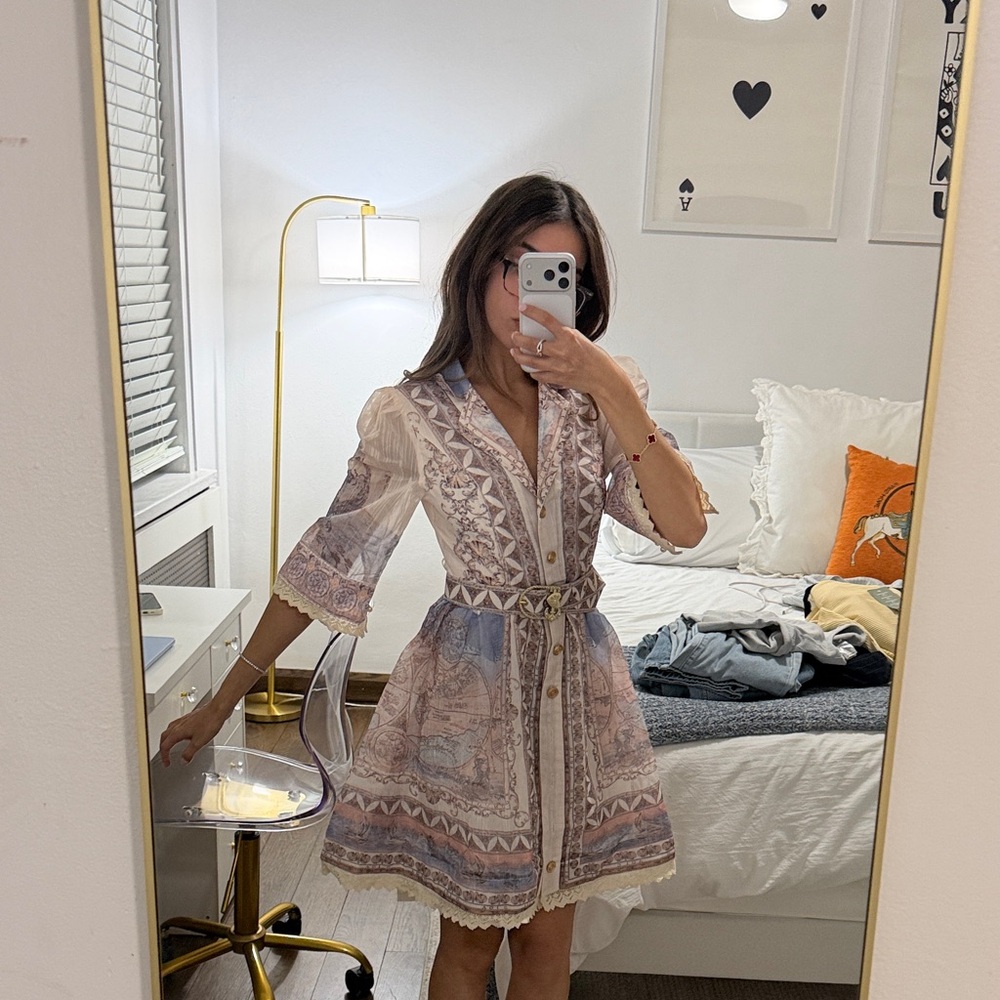 Elegant White and Pink Women's Dress
